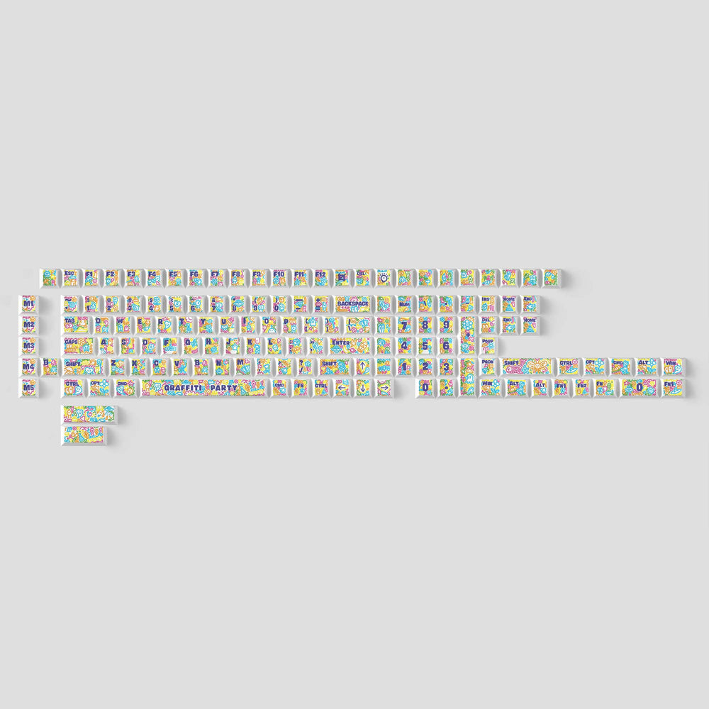 Graffiti Party - Cherry Profil Dye-Sub PBT Vollständiges Tastenkappen-Sammlung