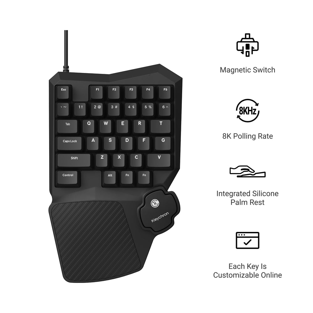 Keychron C0 HE Wired One Handed Magnetic Switch Gaming Keyboard(ANSI US Layout)