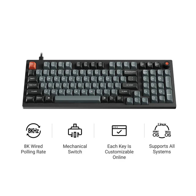 Keychron V5 8K QMK Wired Custom Mechanical Keyboard(ANSI US Layout)