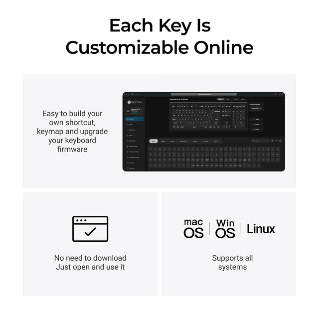 Keychron V6 8K QMK Wired Custom Mechanical Keyboard(ANSI US Layout)