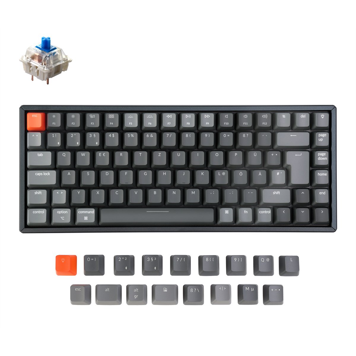 Keychron K2 kabellose mechanische Tastatur (Deutsches ISO DE Layout) – Version 2