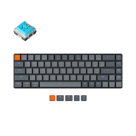 Keychron K7 65-percent ultra-slim compact wireless mechanical keyboard for Mac Windows Hot-swappable low-profile Keychron Optical Mechanical blue switches with White backlit