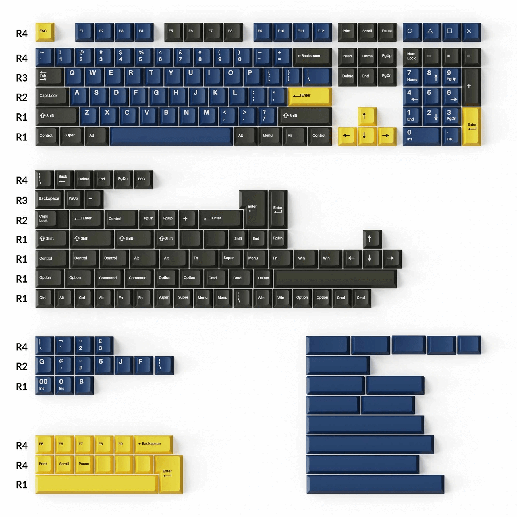 Double-Shot PBT Cherry Profile Komplettset Tastenkappen – Königlich