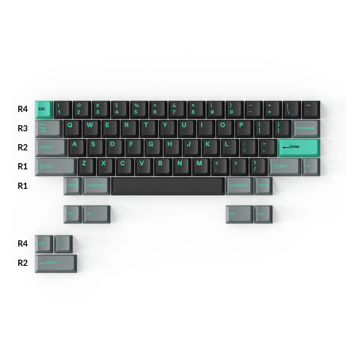 Cherry Profile Double-Shot PBT Full Set Keycaps - Hacker Mint
