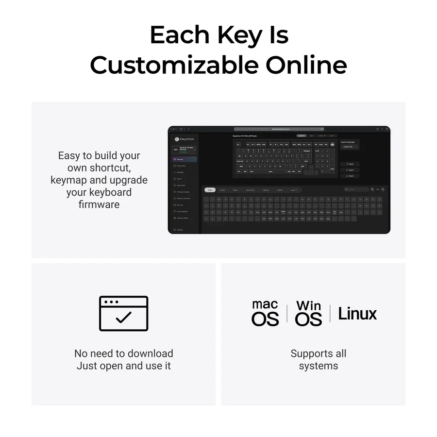 Keychron V5 Ultra 8K Wireless Custom Mechanical Keyboard(US ANSI Layout)