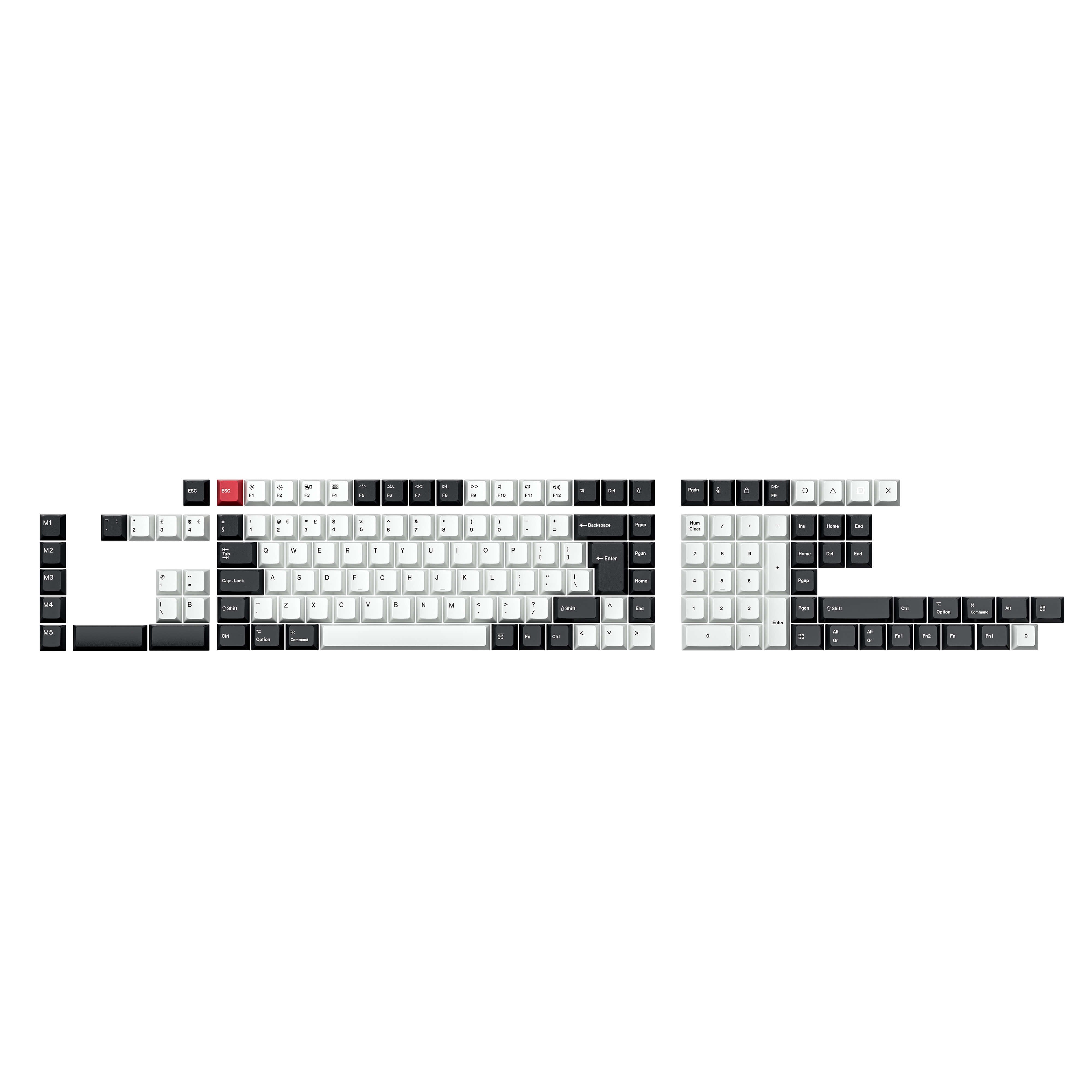 ISO Layout Profile Dye-Sub PBT Full Keycap Set - Black and White