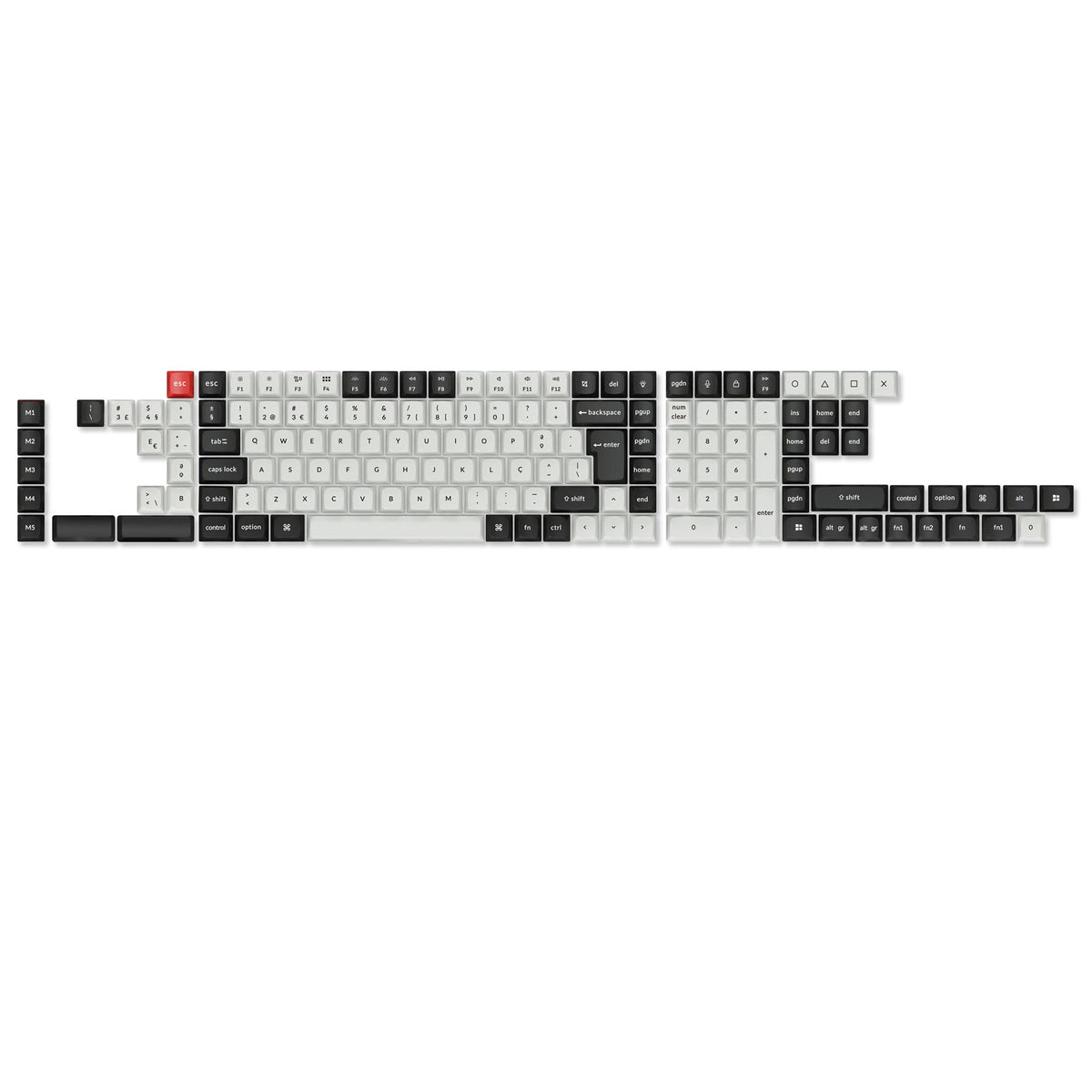 ISO Layout Profile Dye-Sub PBT Keycap Full Set – Black and White