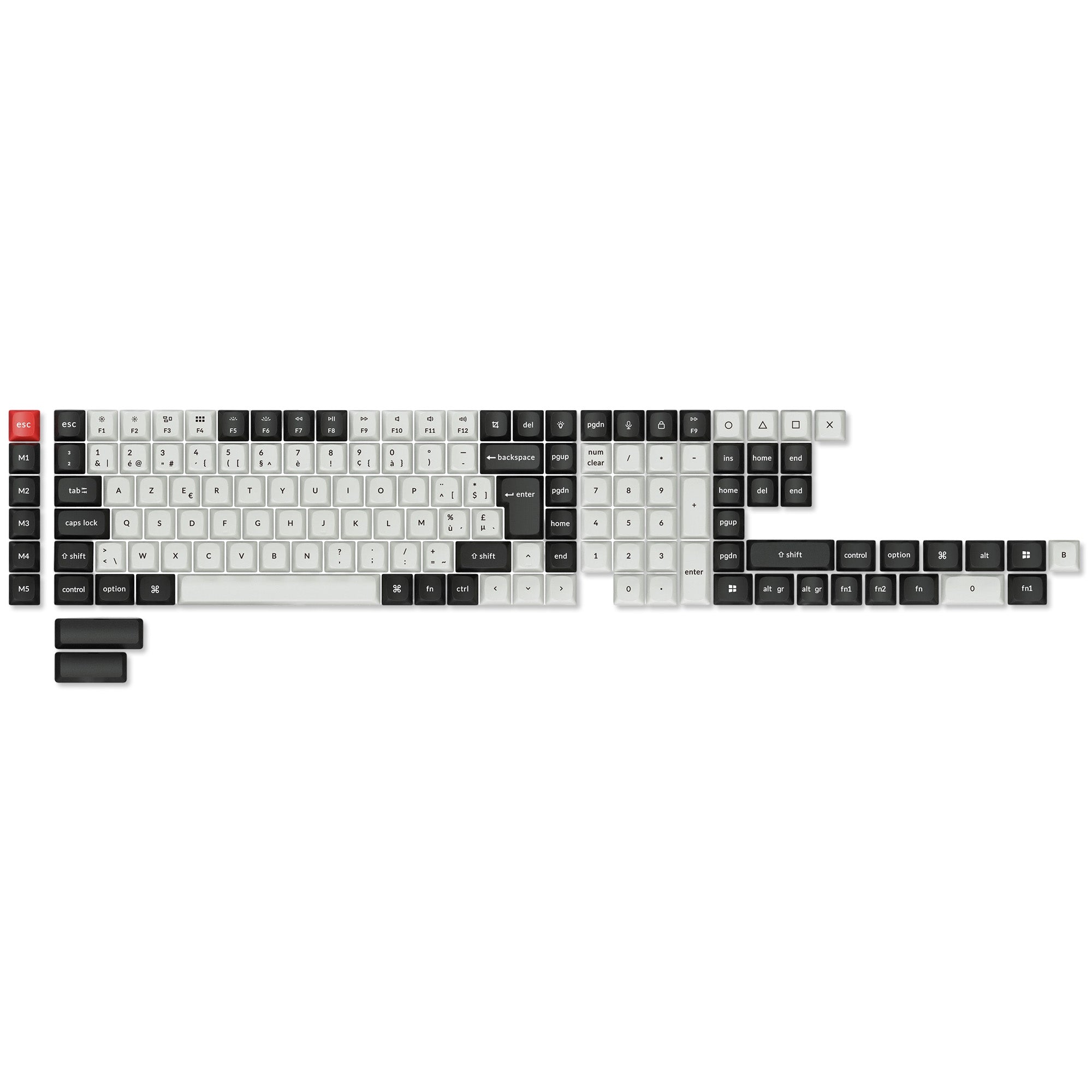 ISO Layout Profile Dye-Sub PBT Full Keycap Set - Black and White