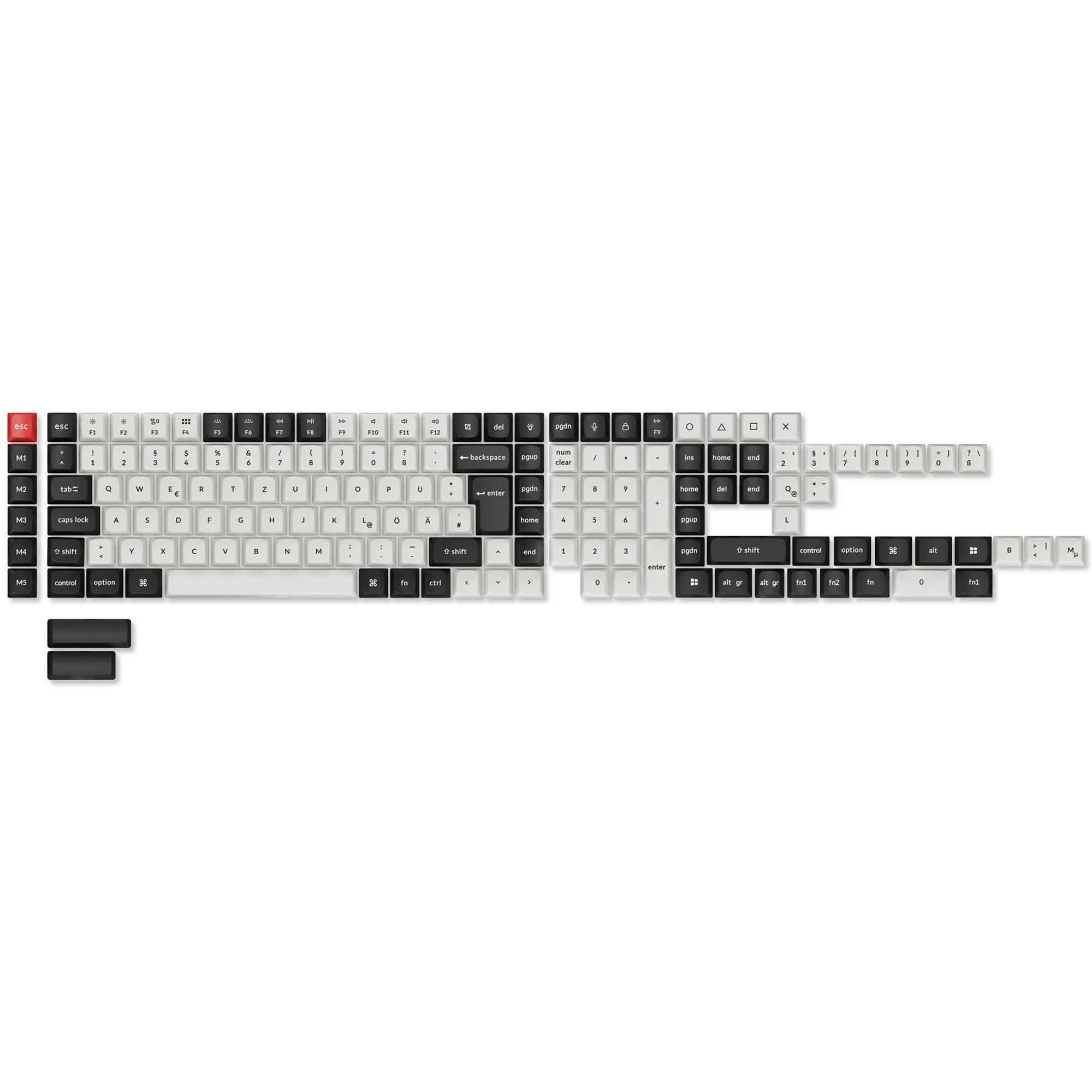 ISO Layout Profile Dye-Sub PBT Full Keycap Set - Black and White