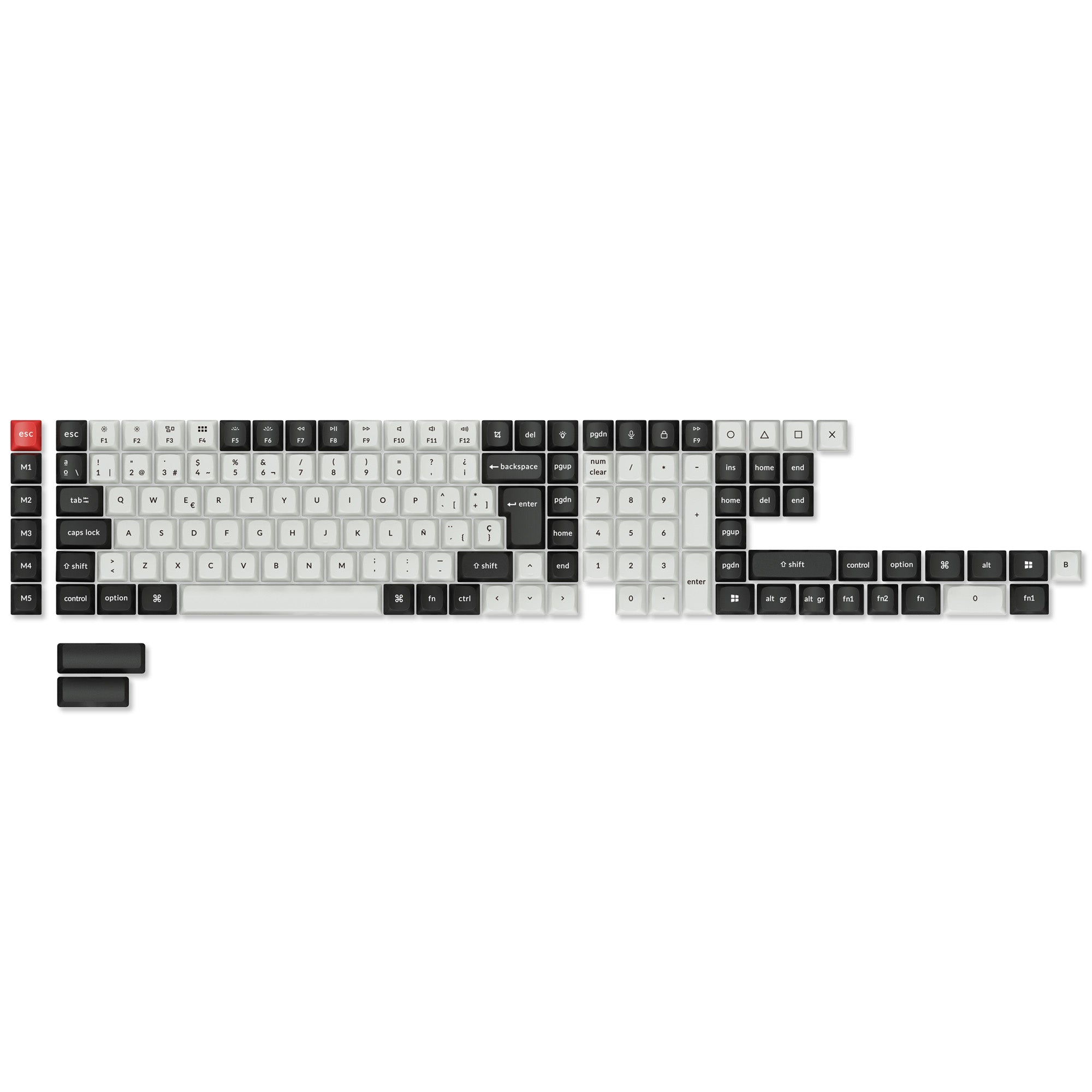 ISO Layout Profile Dye-Sub PBT Full Keycap Set - Black and White
