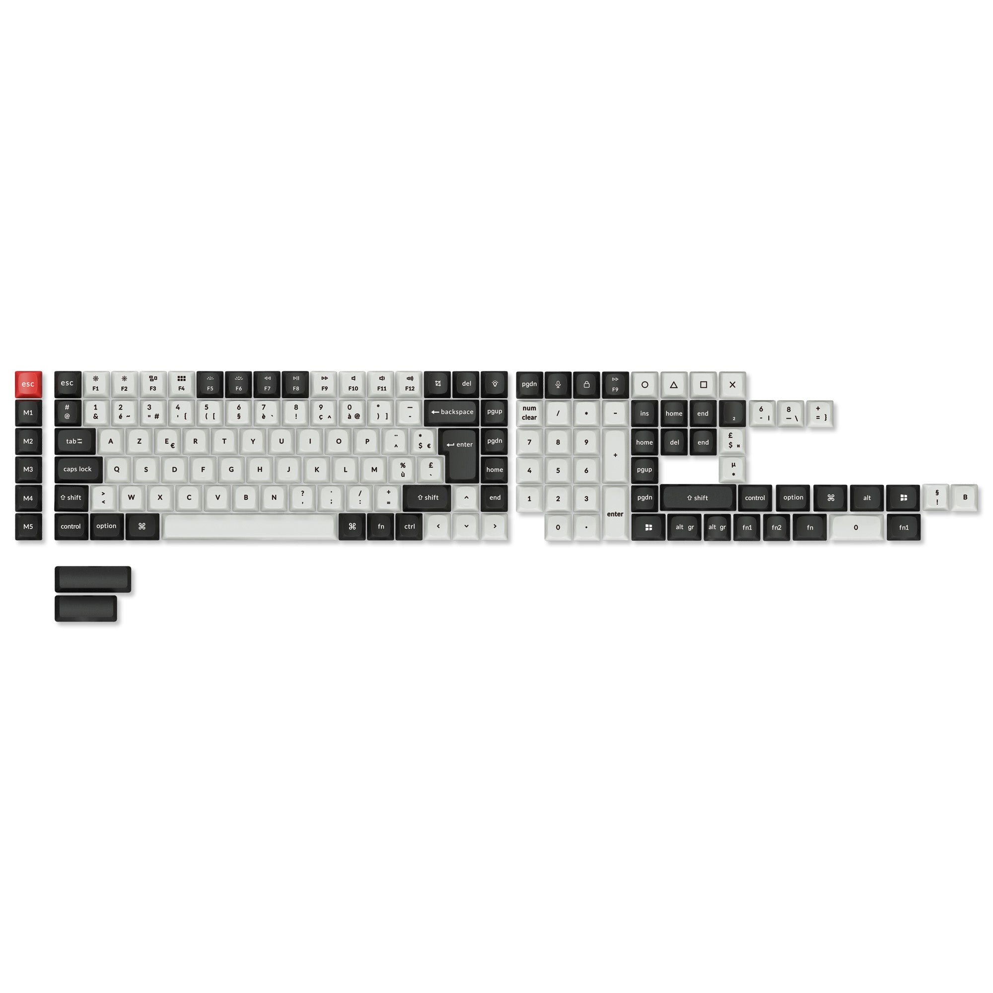 ISO Layout Profile Dye-Sub PBT Full Keycap Set - Black and White
