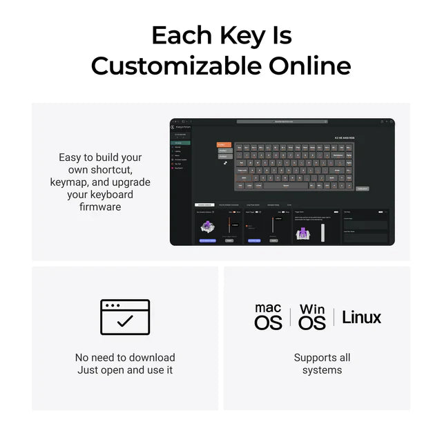 Keychron K2 HE Wireless Magnetic Switch Custom Keyboard - Concrete Edition