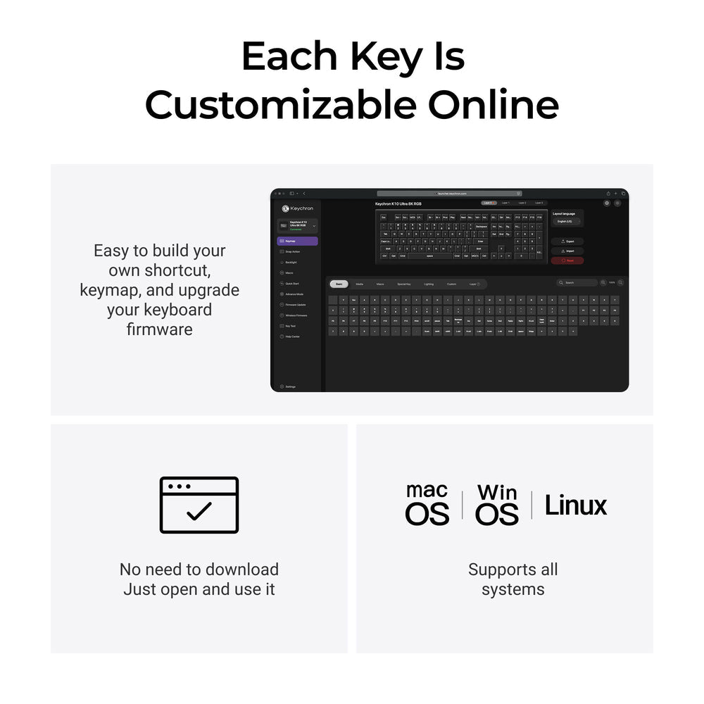 Keychron K10 Ultra 8K Wireless Custom Mechanical Keyboard (US ANSI Layout)