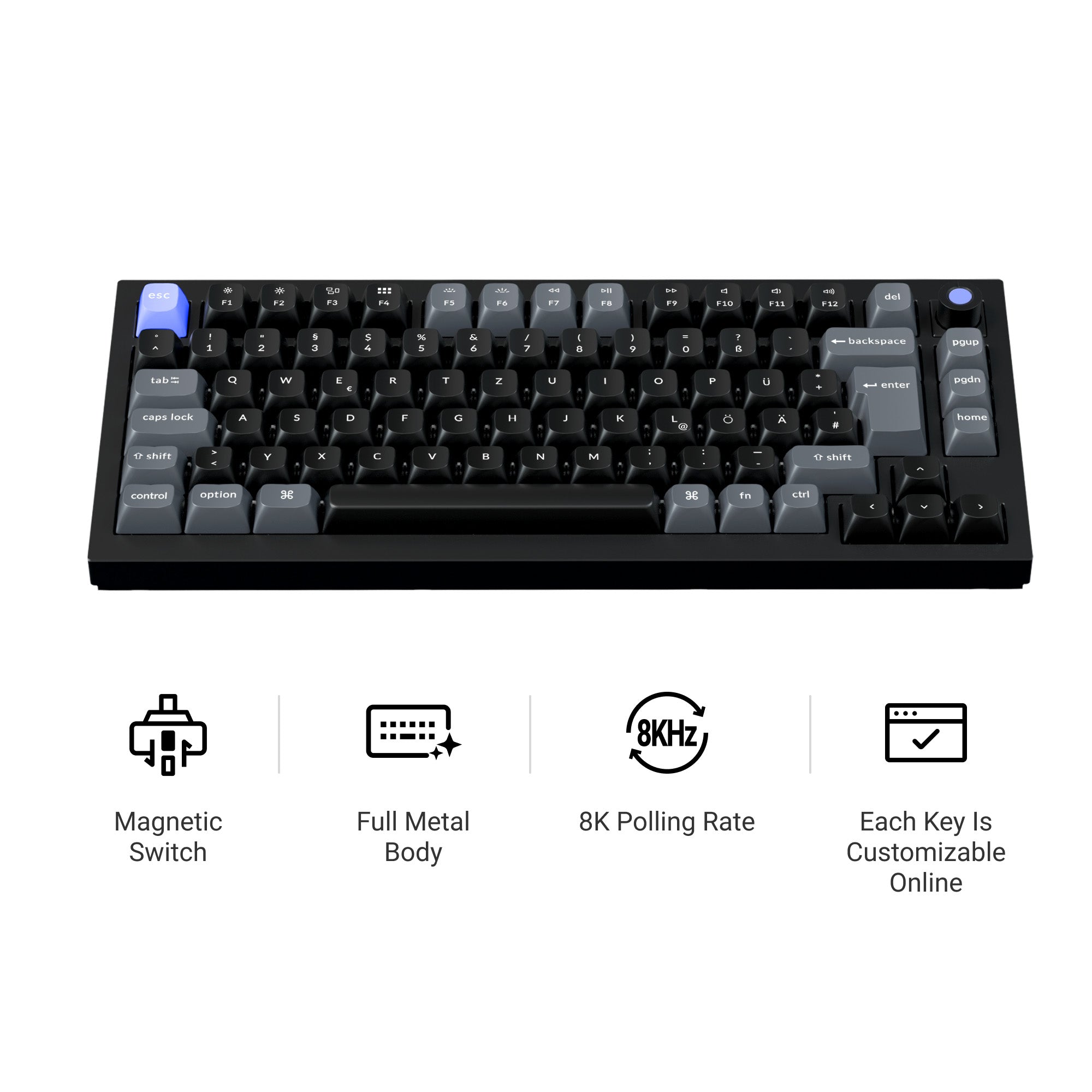 Keychron Q1 HE 8K Magnetic Switch Keyboard (ISO layout Only Wired Keyboard)
