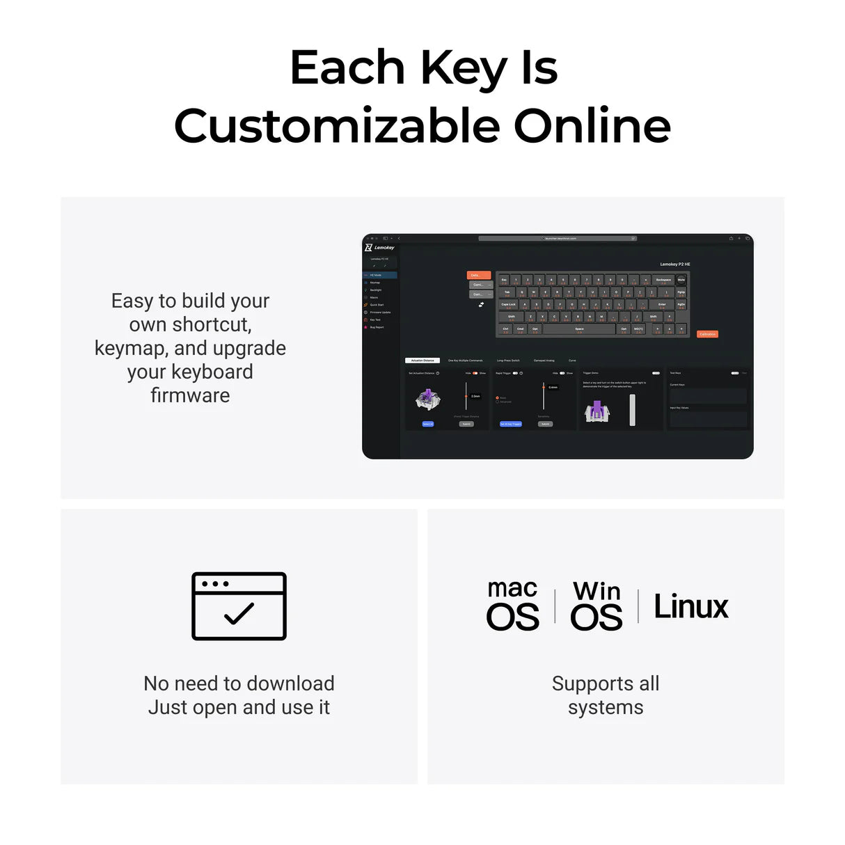 Lemokey P2 HE Wireless Magnetischer Schalter Benutzerdefinierte Gaming-Tastatur (US ANSI Layout)