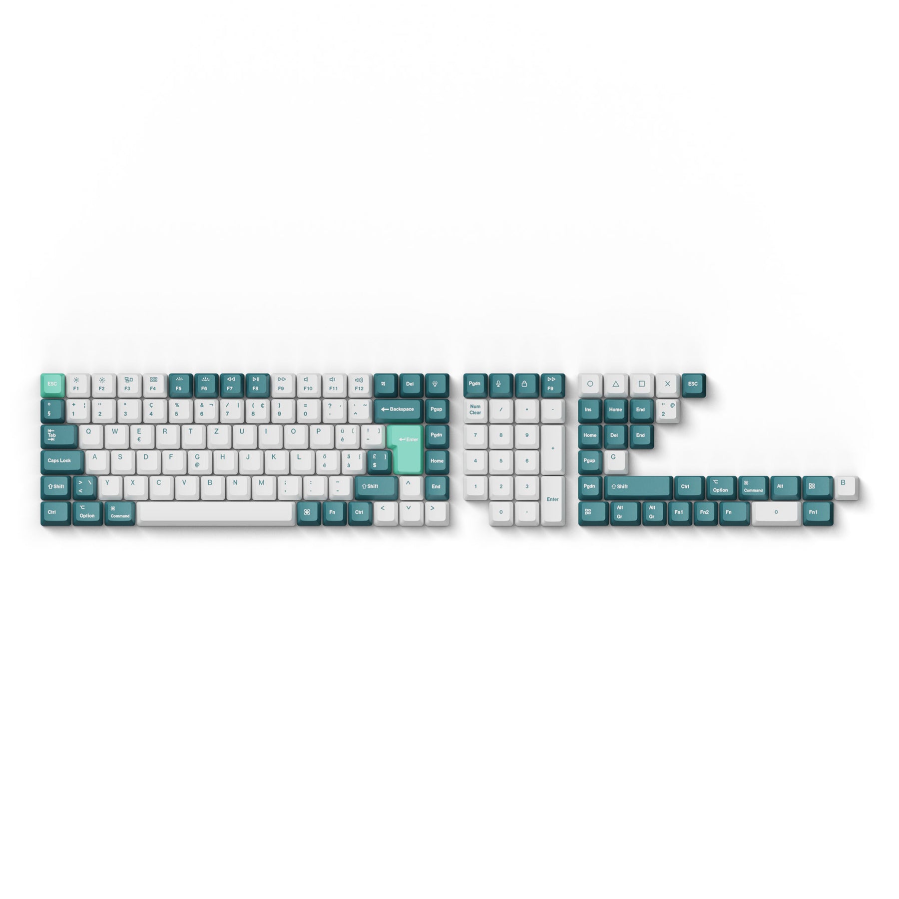 ISO OEM Dye-Sub PBT Vollständiges Tastenkappen-Set - Weiß Mint