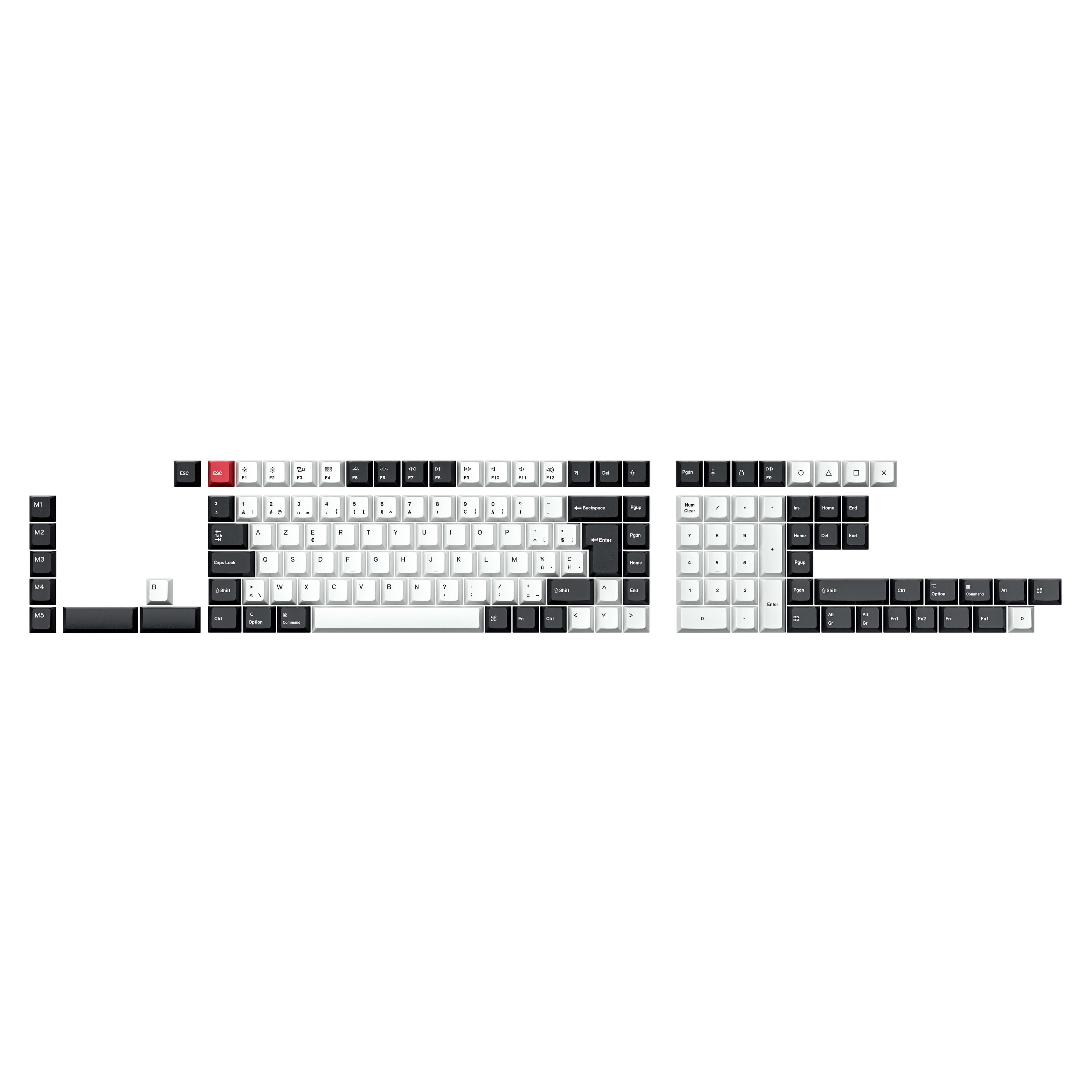ISO Cherry Thermal Sublimation PBT Keycap Complete Set - Black and White