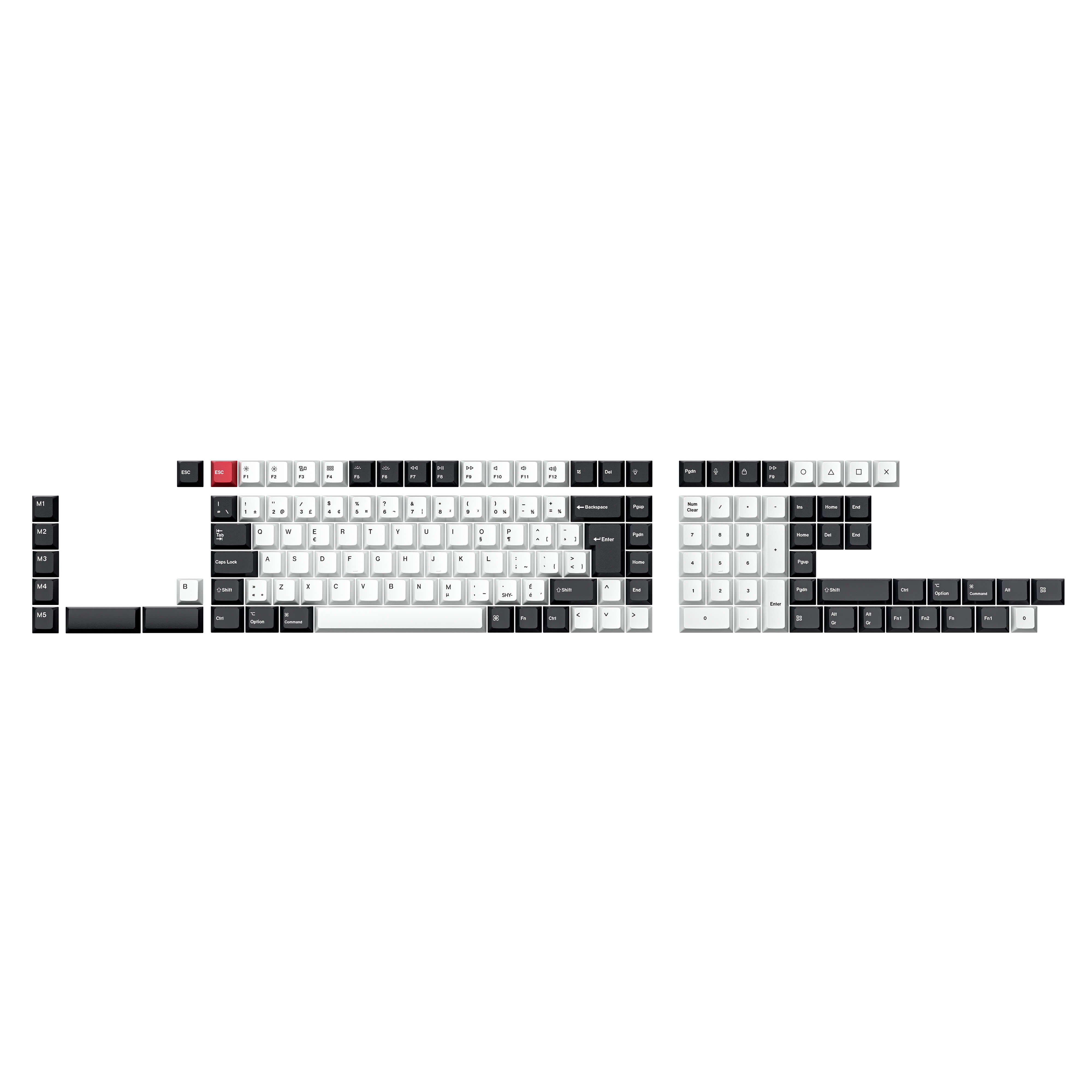 ISO Cherry Thermal Sublimation PBT Keycap Complete Set - Black and White