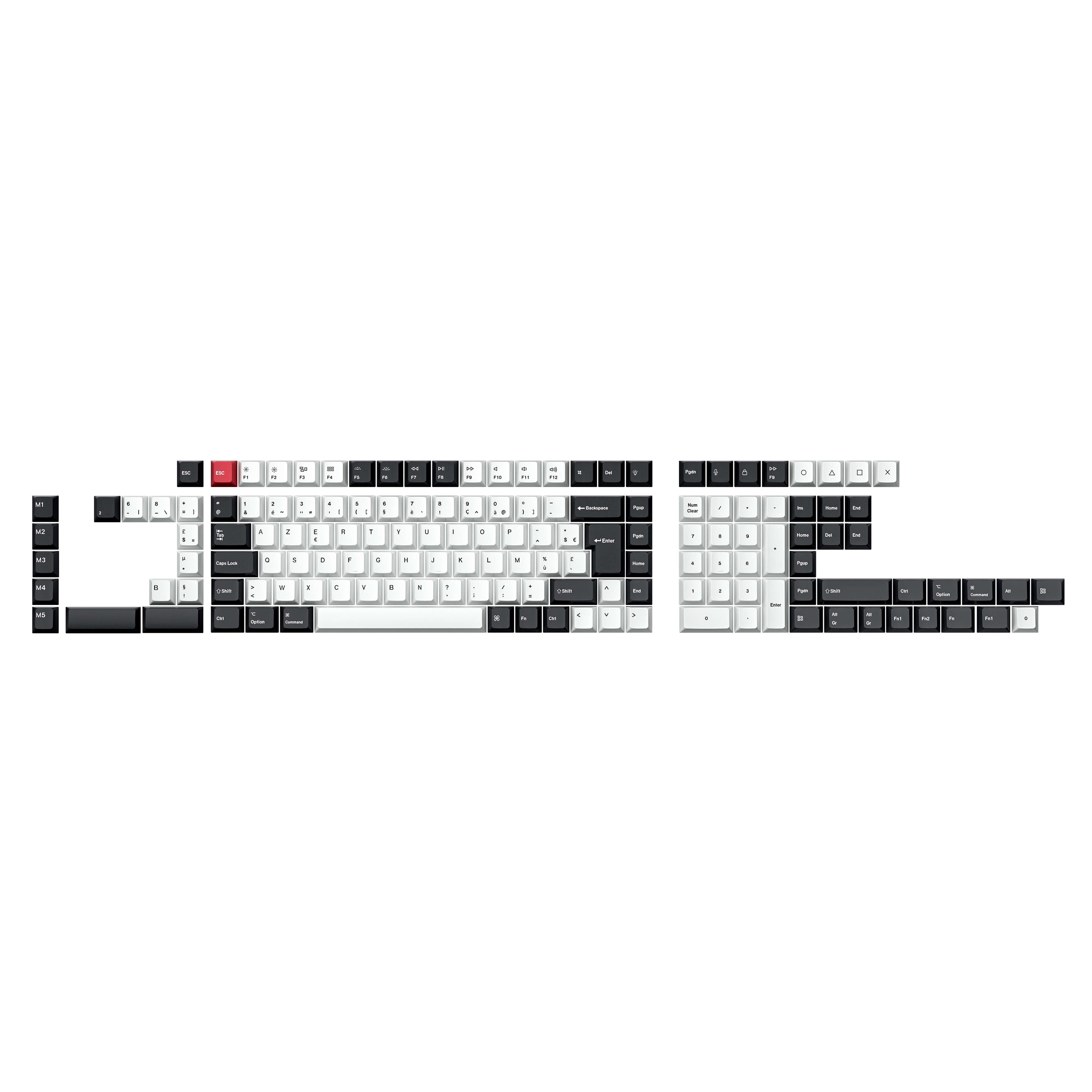 ISO Cherry Thermal Sublimation PBT Keycap Complete Set - Black and White