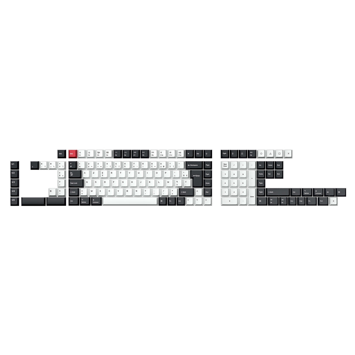 ISO Cherry Thermal Sublimation PBT Keycap Complete Set - Black and White