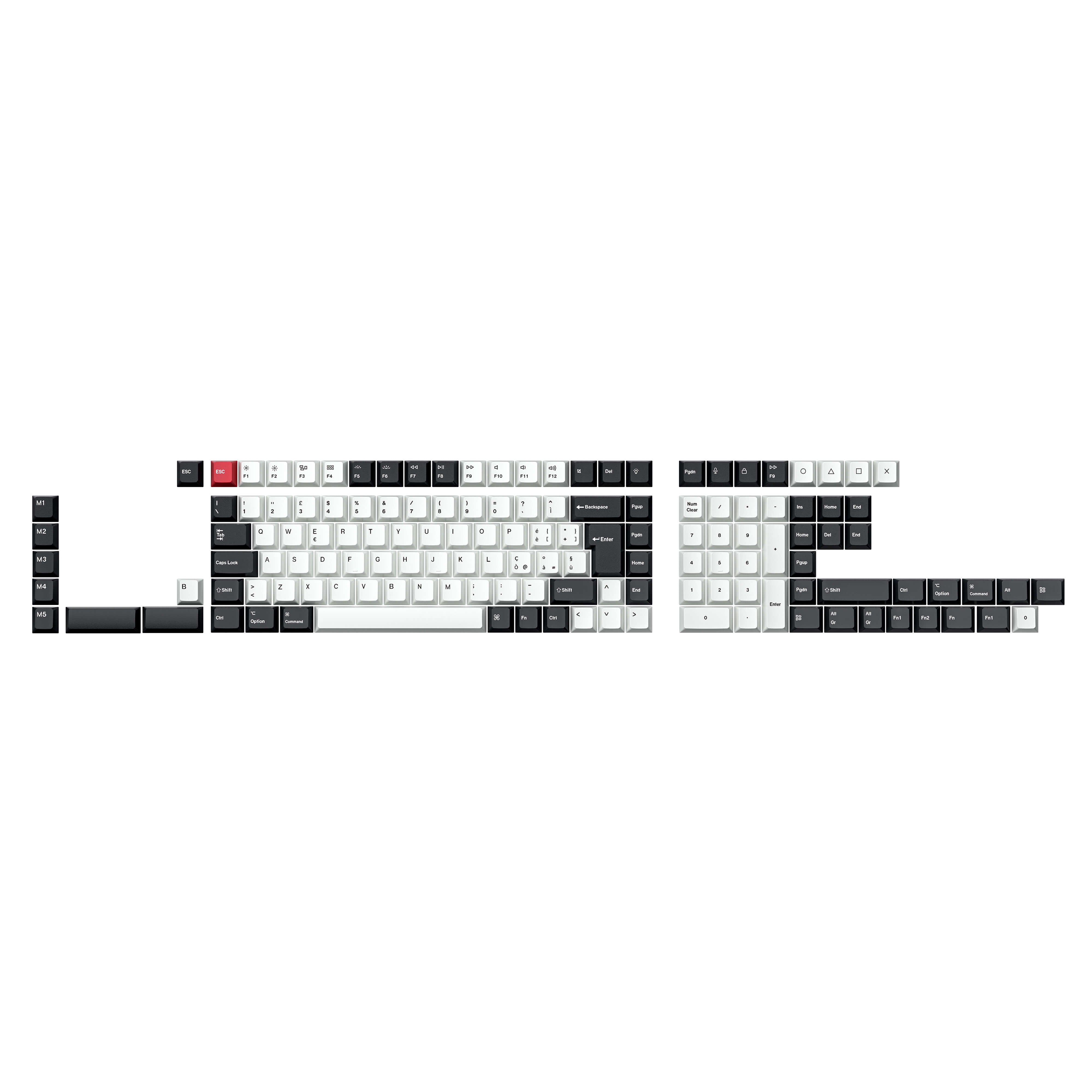 ISO Cherry Thermal Sublimation PBT Keycap Complete Set - Black and White