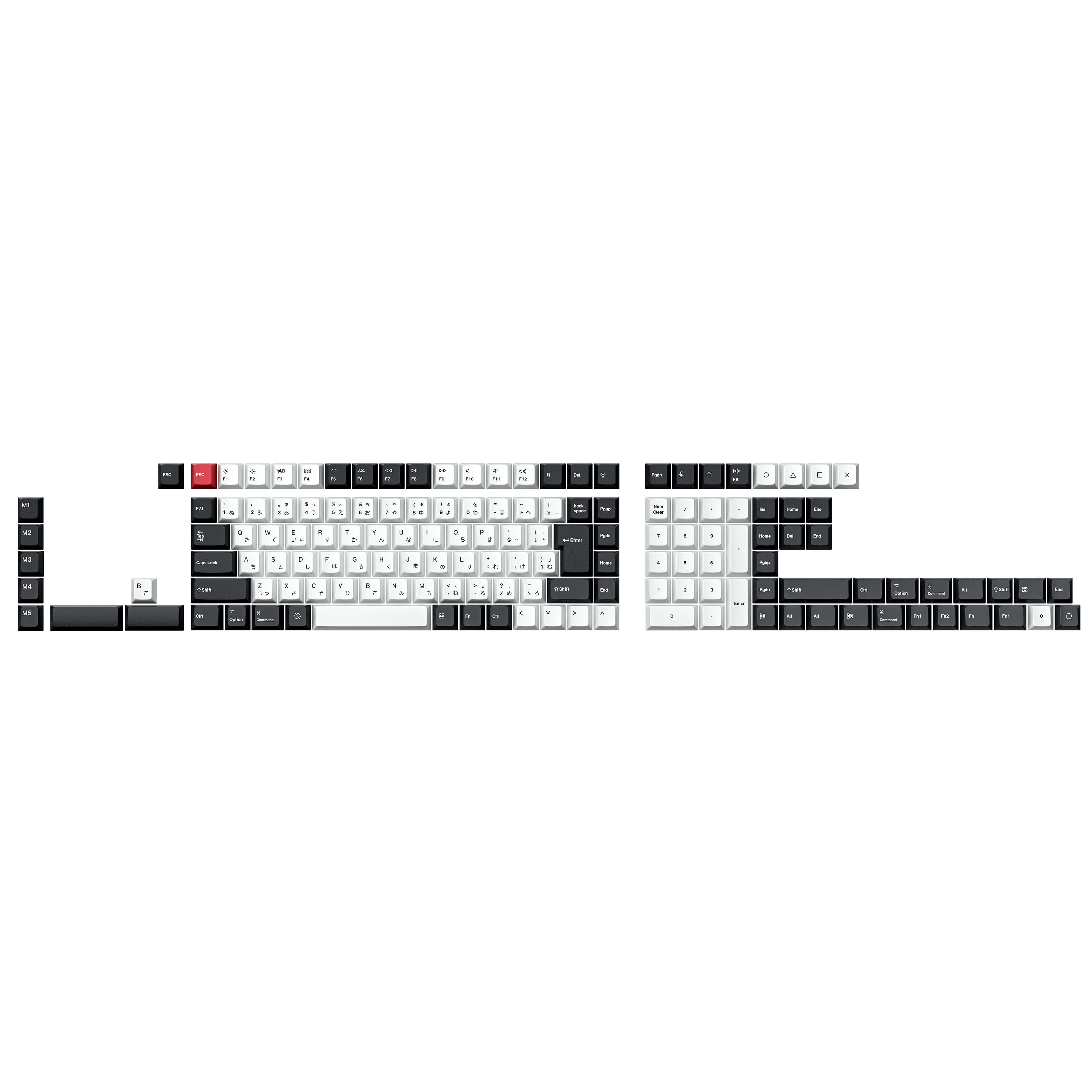 ISO Cherry Thermal Sublimation PBT Keycap Complete Set - Black and White