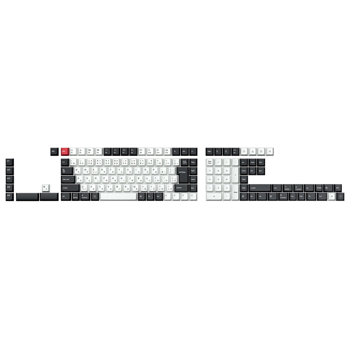 ISO Cherry Thermal Sublimation PBT Keycap Complete Set - Black and White