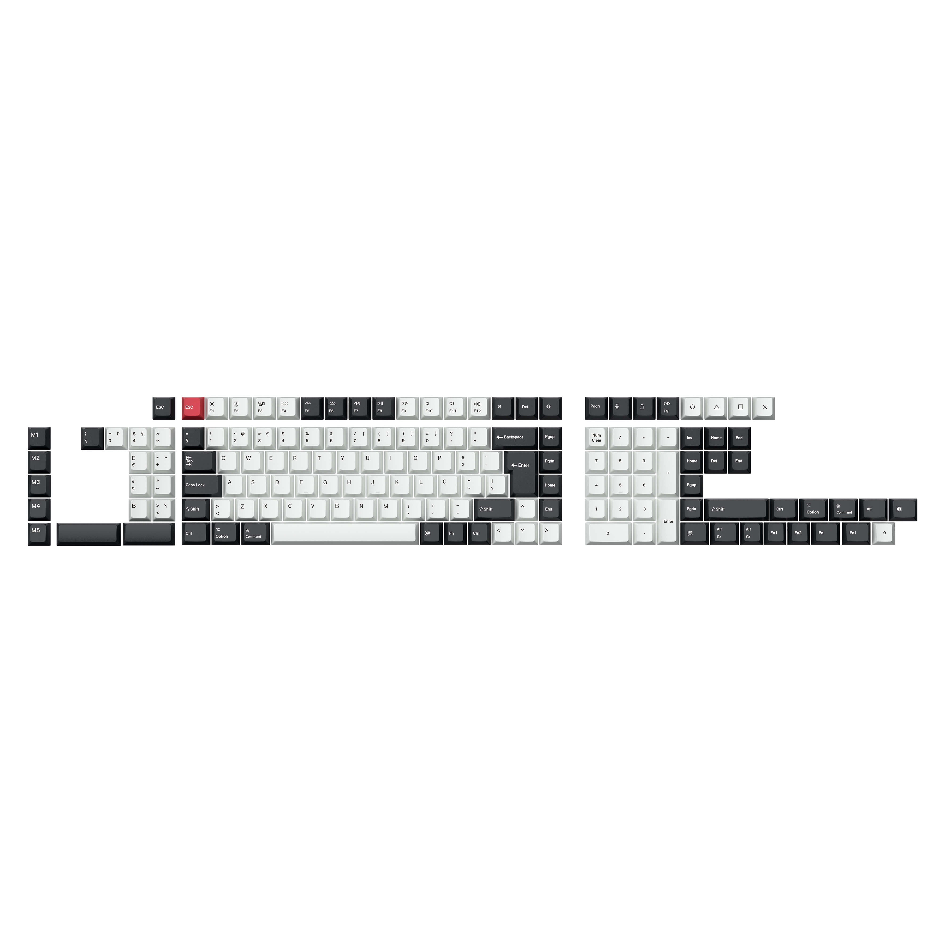 ISO Cherry Thermal Sublimation PBT Keycap Complete Set - Black and White