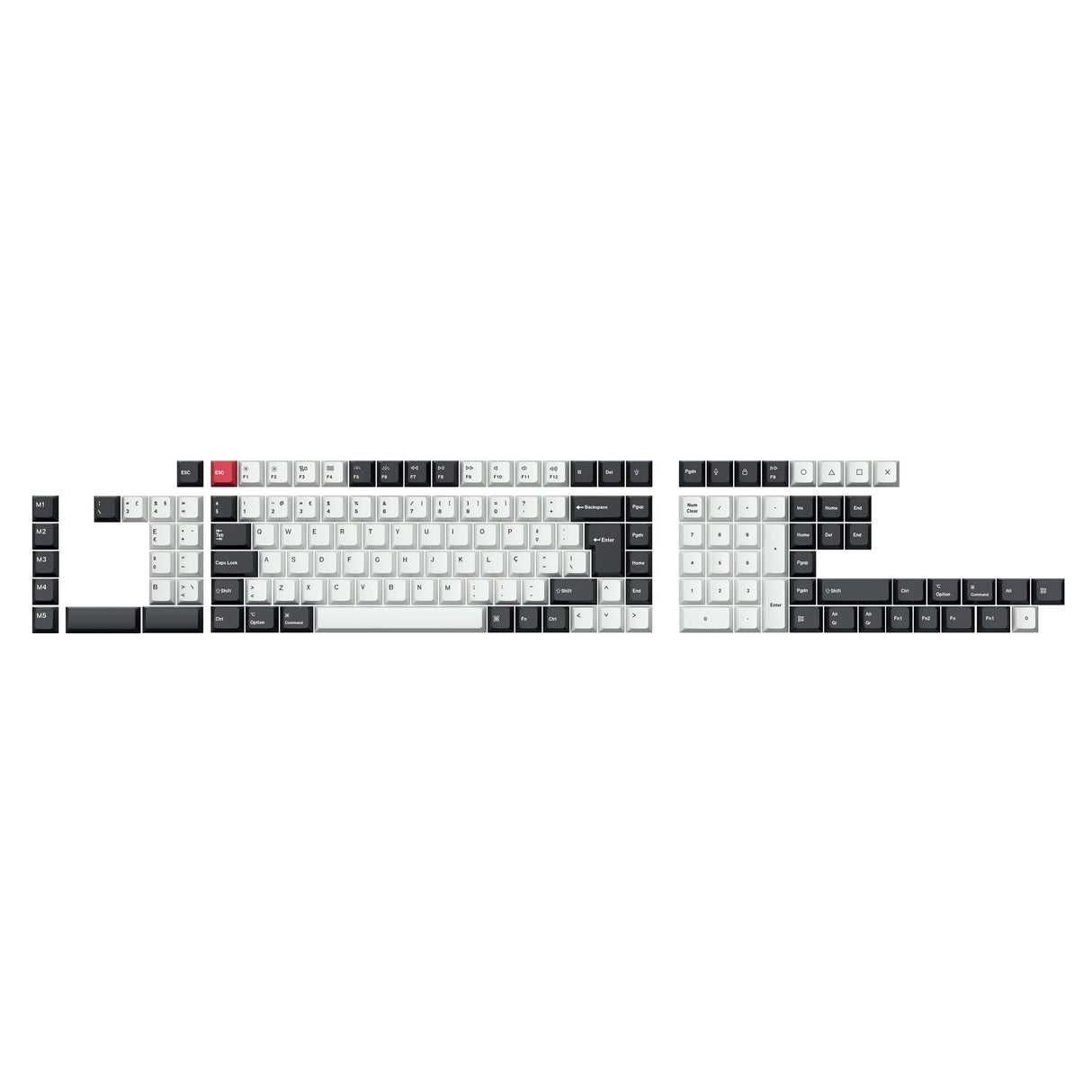 ISO Cherry Thermal Sublimation PBT Keycap Complete Set - Black and White