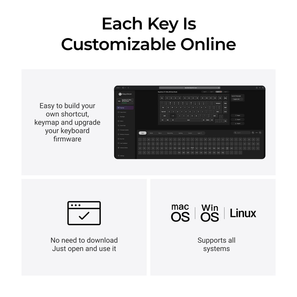 Keychron V1 Ultra 8K Wireless Custom Mechanical Keyboard ISO Layout Collection