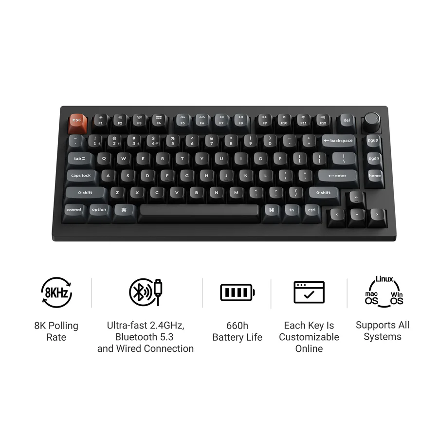 Keychron V1 Ultra 8K Wireless Custom Mechanical Keyboard(US ANSI Layout)