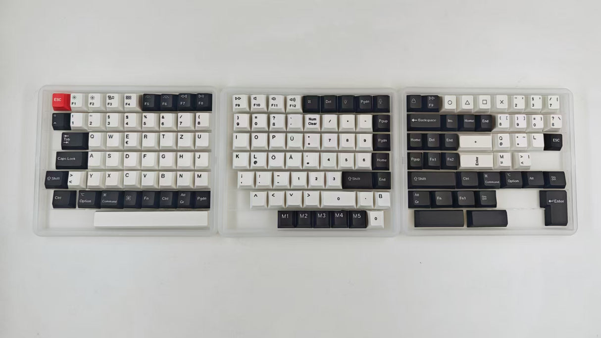 ISO Cherry Thermal Sublimation PBT Keycap Complete Set - Black and White