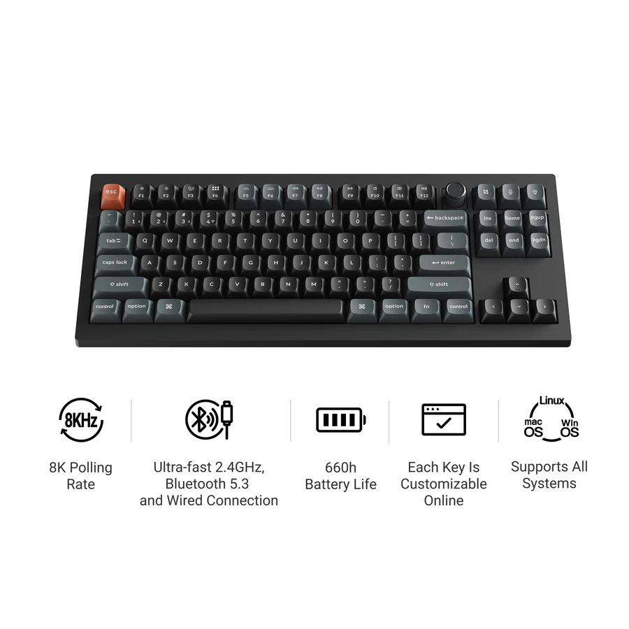 Keychron V3 Ultra 8K Wireless Custom Mechanical Keyboard(US ANSI Layout)