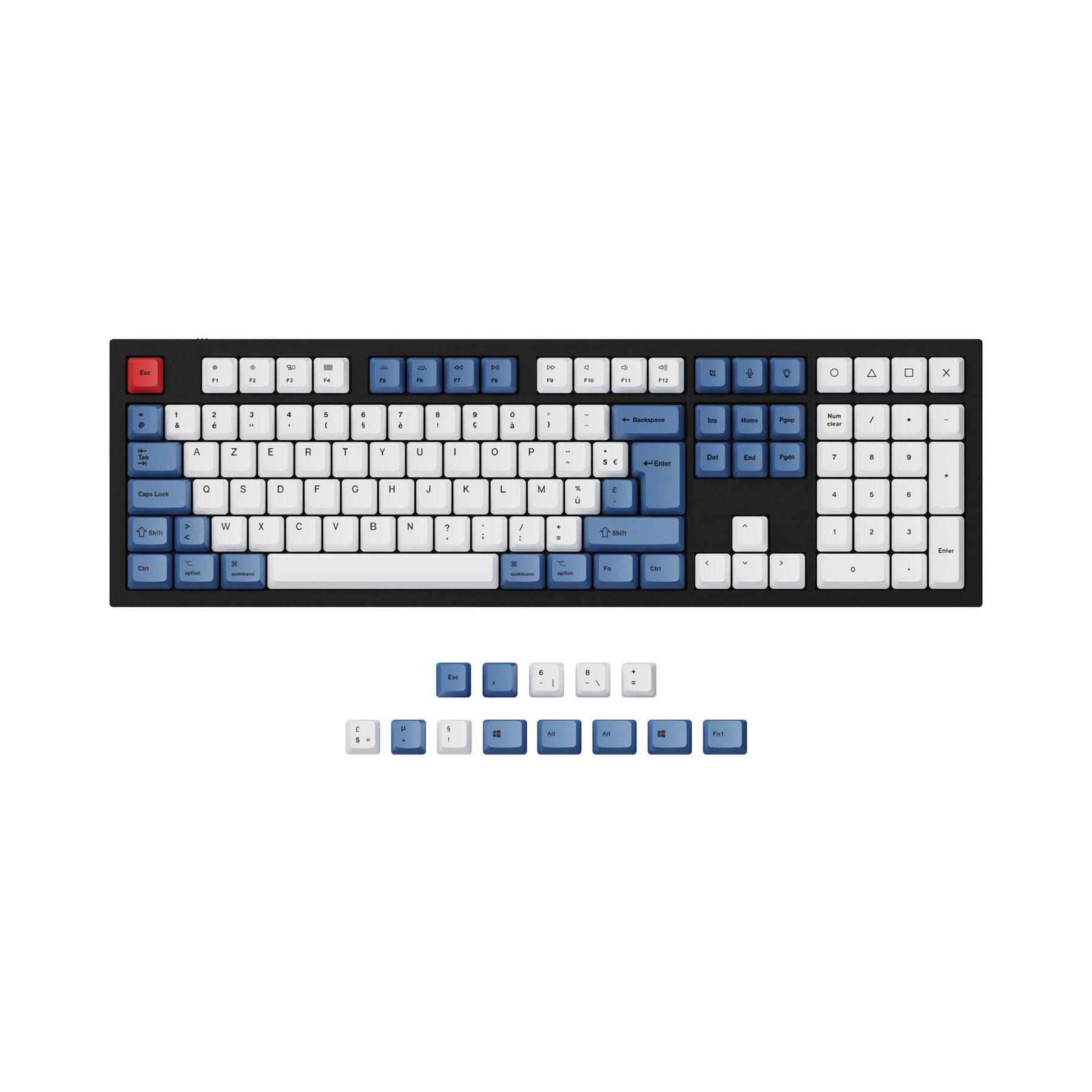 ISO & ANSI Q3 & Q4 & Q6 & K8 OEM Dye-Sub PBT Tastenkappen-Set - Blau