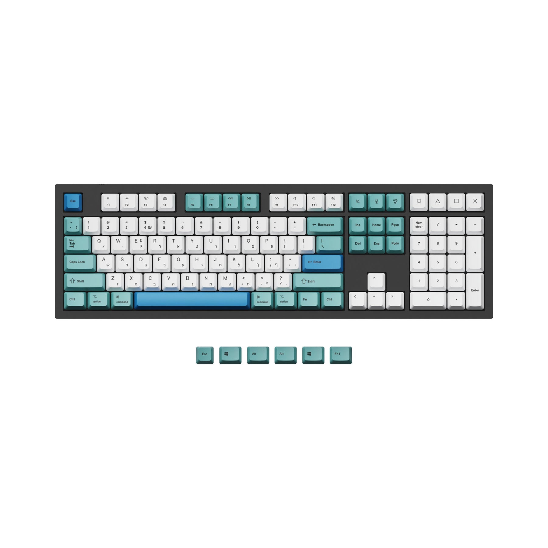 ISO & ANSI Q3 & Q4 & Q6 & K8 OEM Dye-Sub PBT Tastenkappen-Set - Iceberg