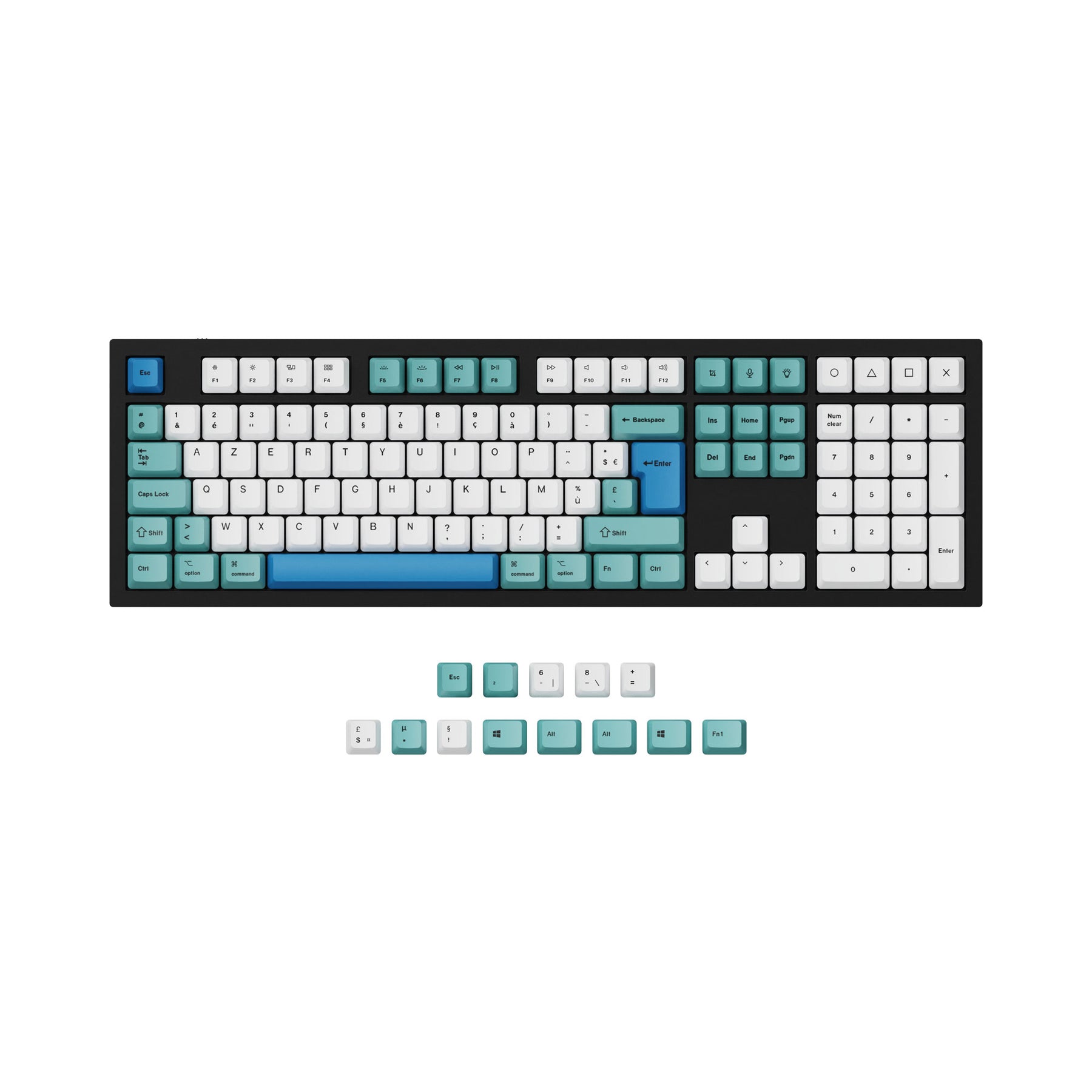 ISO & ANSI Q3 & Q4 & Q6 & K8 OEM Dye-Sub PBT Tastenkappen-Set - Iceberg