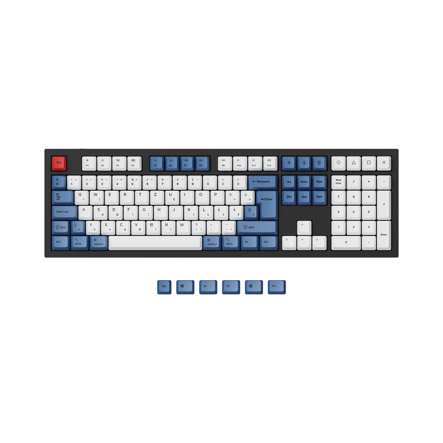 ISO & ANSI Q3 & Q4 & Q6 & K8 OEM Dye-Sub PBT Tastenkappen-Set - Blau