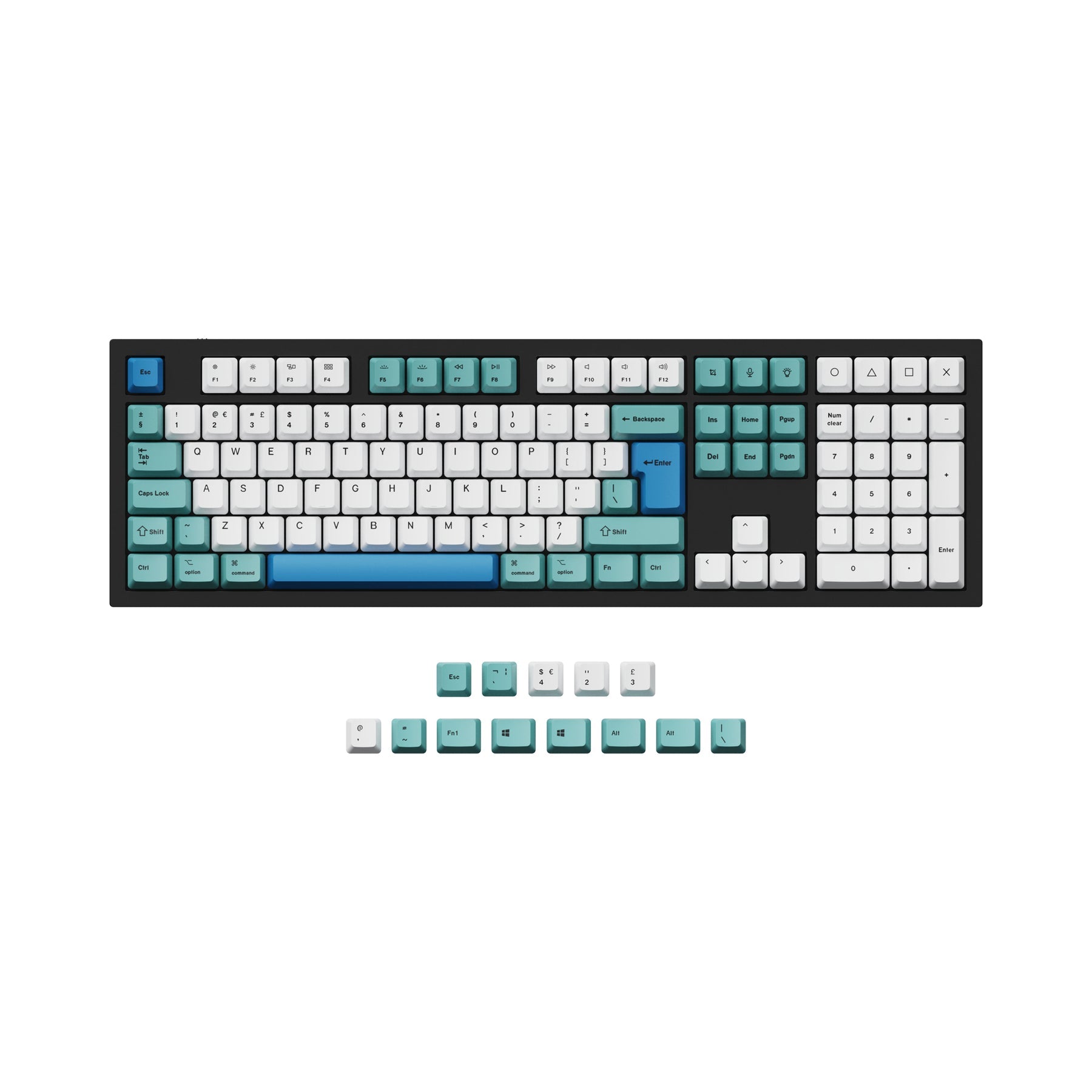 ISO & ANSI Q3 & Q4 & Q6 & K8 OEM Dye-Sub PBT Tastenkappen-Set - Iceberg
