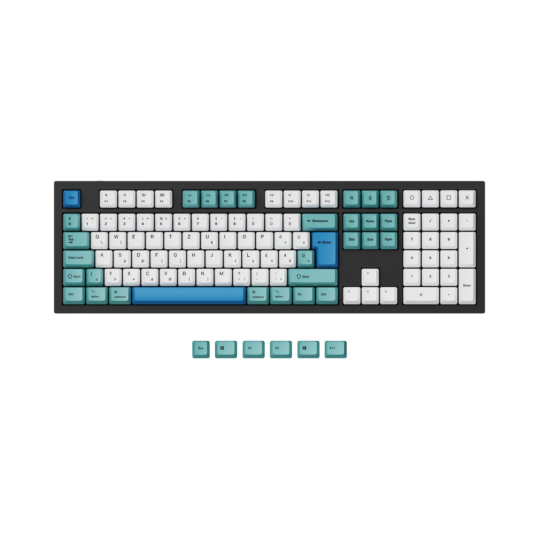 ISO & ANSI Q3 & Q4 & Q6 & K8 OEM Dye-Sub PBT Tastenkappen-Set - Iceberg