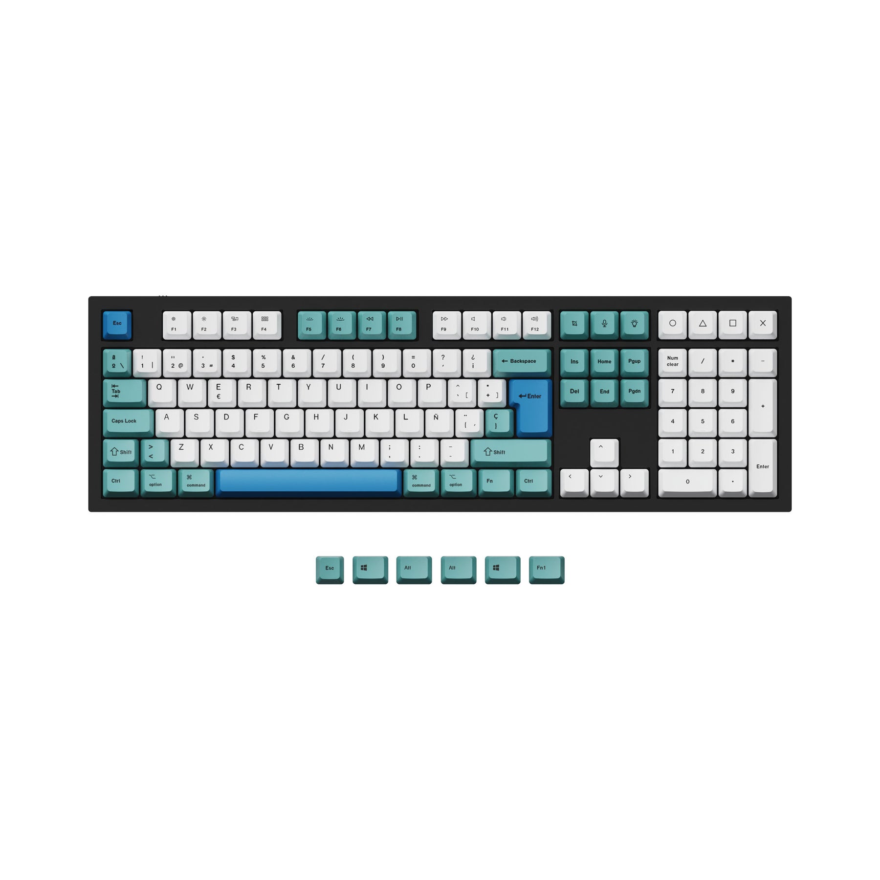 ISO & ANSI Q3 & Q4 & Q6 & K8 OEM Dye-Sub PBT Tastenkappen-Set - Iceberg