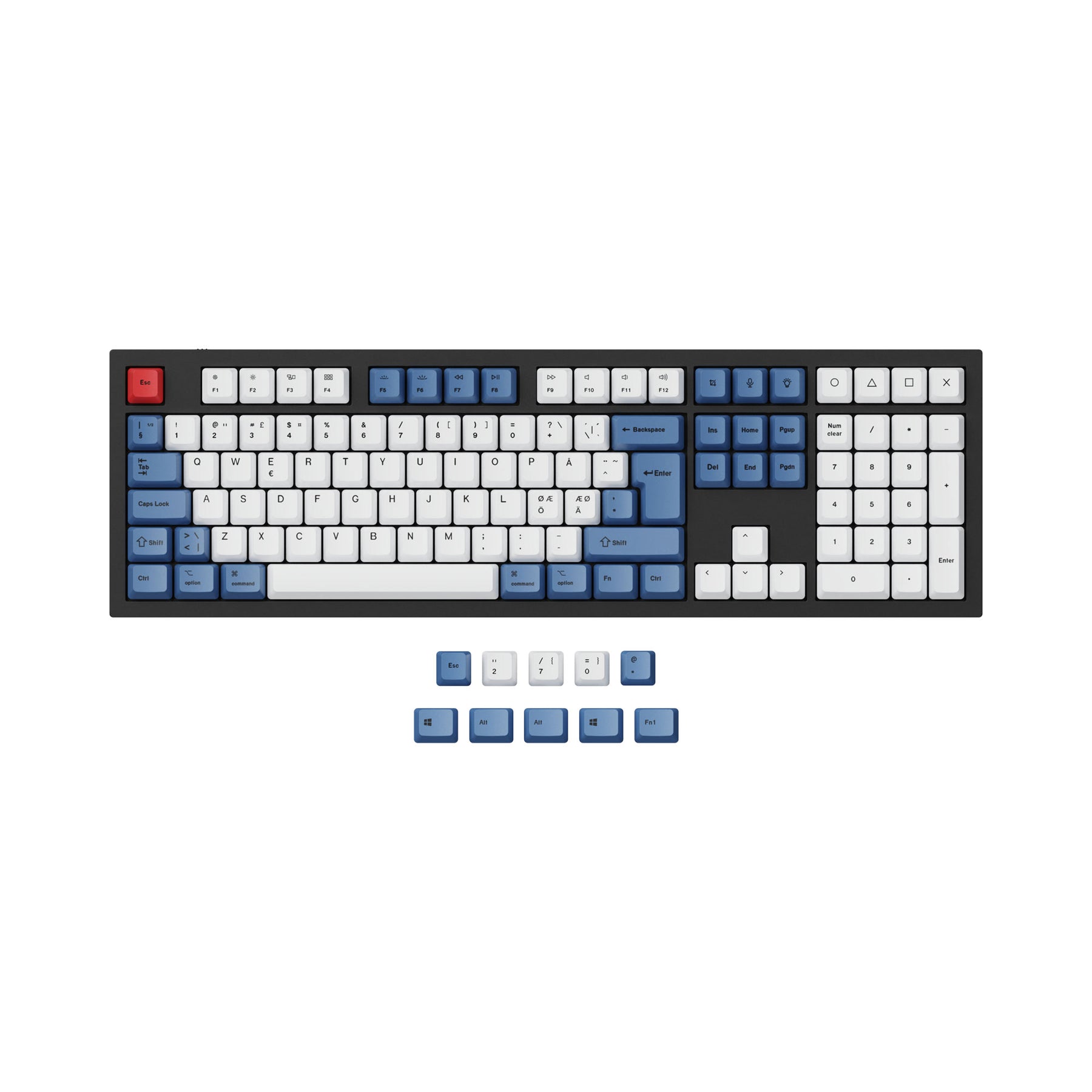 ISO & ANSI Q3 & Q4 & Q6 & K8 OEM Dye-Sub PBT Tastenkappen-Set - Blau