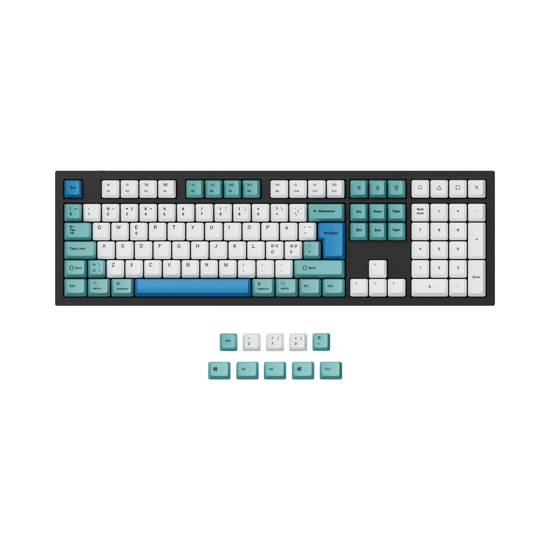 ISO & ANSI Q3 & Q4 & Q6 & K8 OEM Dye-Sub PBT Tastenkappen-Set - Iceberg