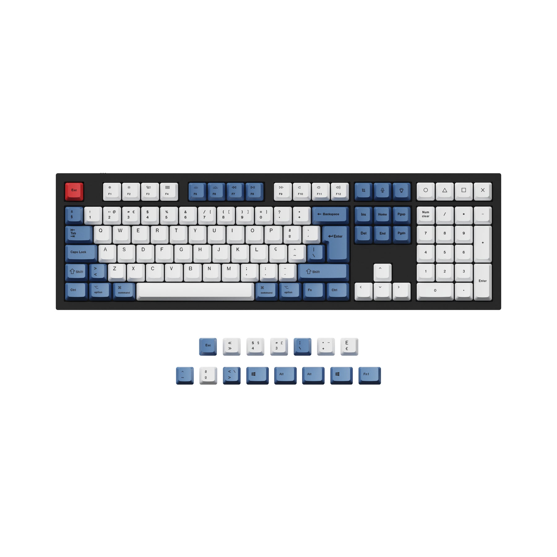 ISO & ANSI Q3 & Q4 & Q6 & K8 OEM Dye-Sub PBT Tastenkappen-Set - Blau