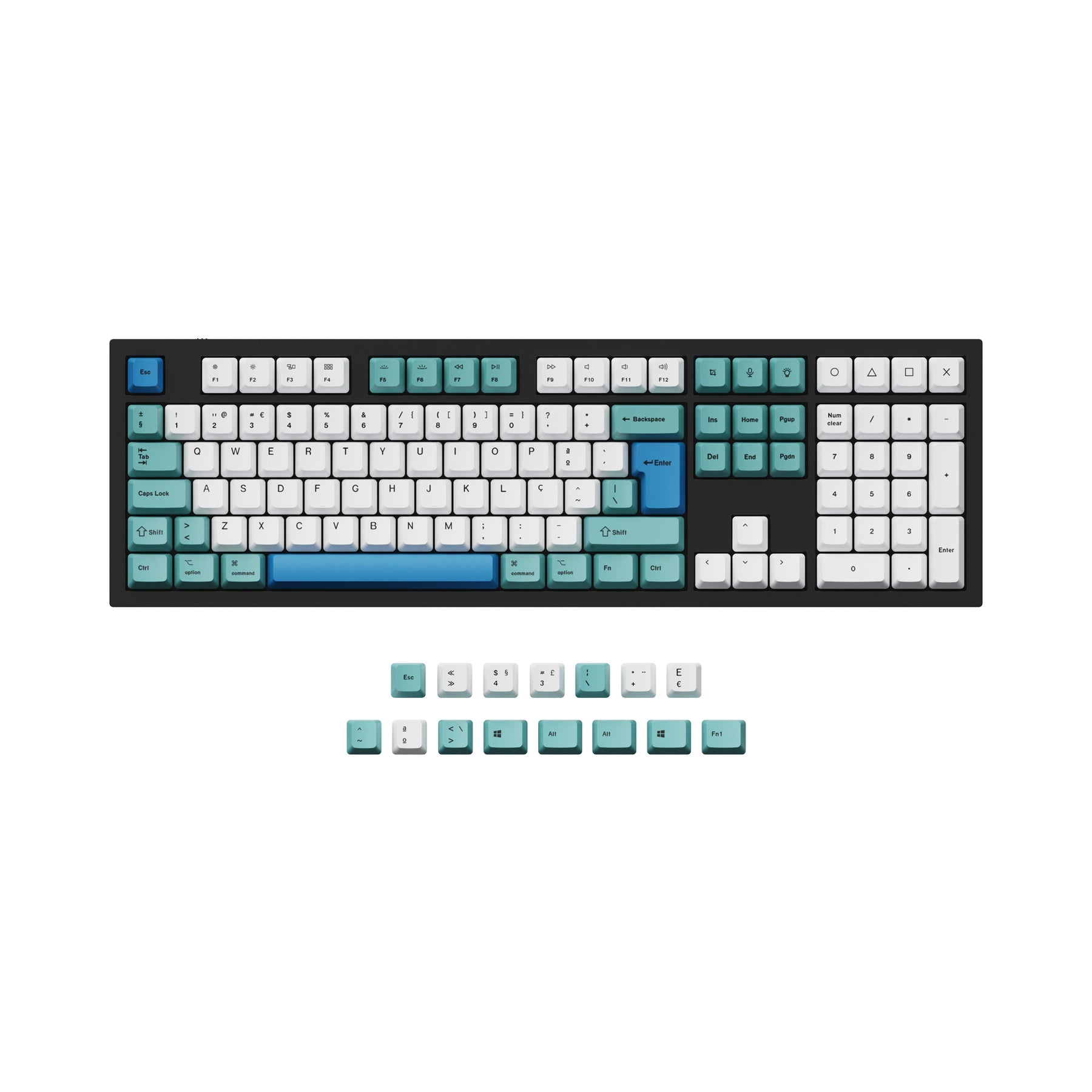 ISO & ANSI Q3 & Q4 & Q6 & K8 OEM Dye-Sub PBT Tastenkappen-Set - Iceberg