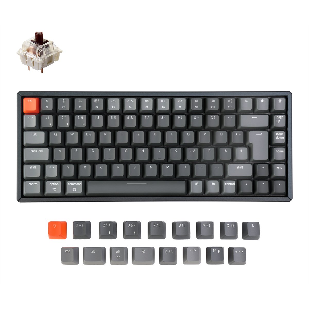Keychron K2 kabellose mechanische Tastatur (Deutsches ISO DE Layout) – Version 2