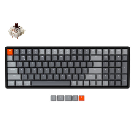 Keychron K4 Version 2 Hot-swappable Wireless Mechanical Keyboard, 100-keys layout for Mac Windows iOS with Gateron brown switch with type-C RGB or white backlight and aluminum frame