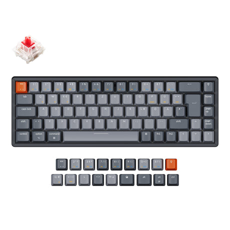 Keychron K6 65 percent compact wireless mechanical keyboard for Mac Windows iPad tablet German ISO DE layout Gateron mechanical red switch with RGB backlight aluminum frame hot swap