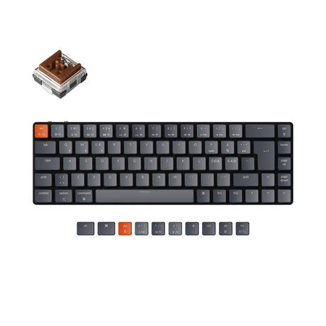 Keychron K7 ultra slim compact wireless mechanical keyboard for Mac Windows low profile Optical brown switch hot swappable white backlight Nordic ISO layout