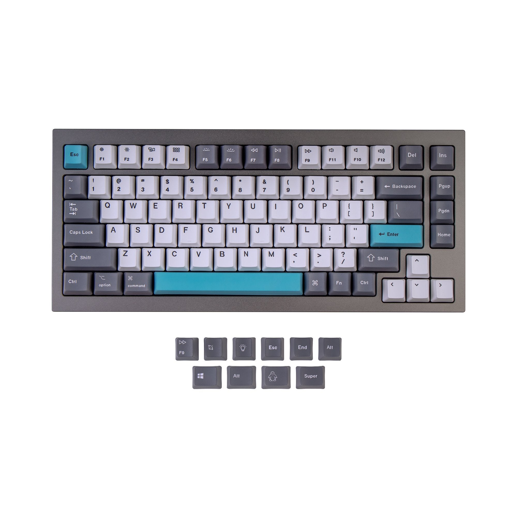 OEM Dye-Sub PBT Tastenkappen-Set - Grau Weiß Blau